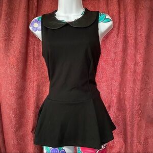 Soprano Black Leater Collar Blouse